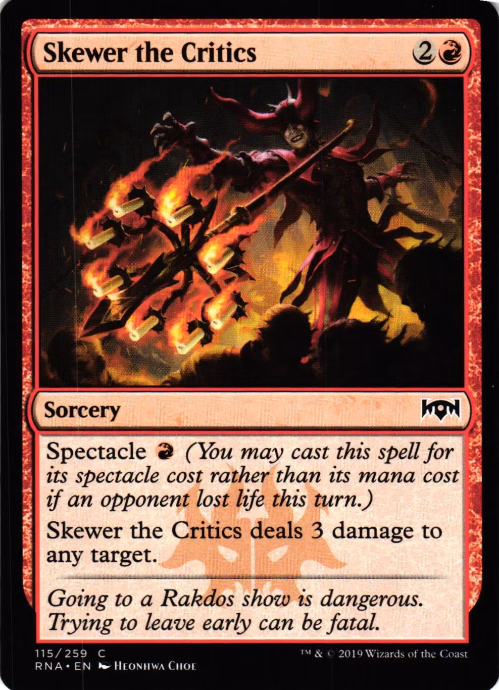 Skewer the Critics Common 115/259 Ravnica Allegiance (RNA) Magic the Gathering