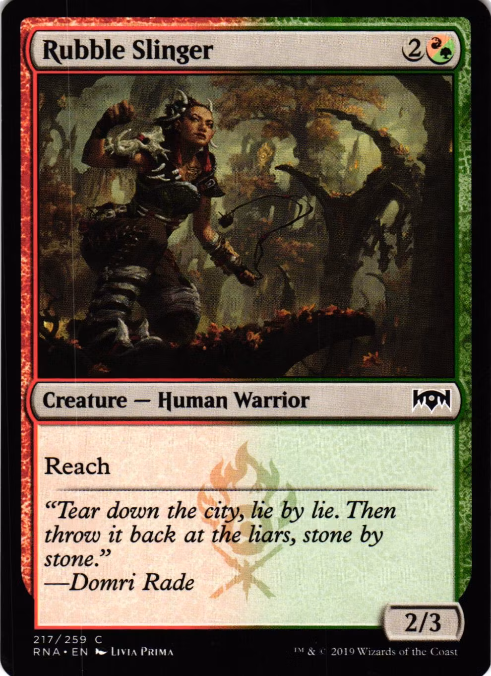 Rubble Slinger Common 217/259 Ravnica Allegiance (RNA) Magic the Gathering