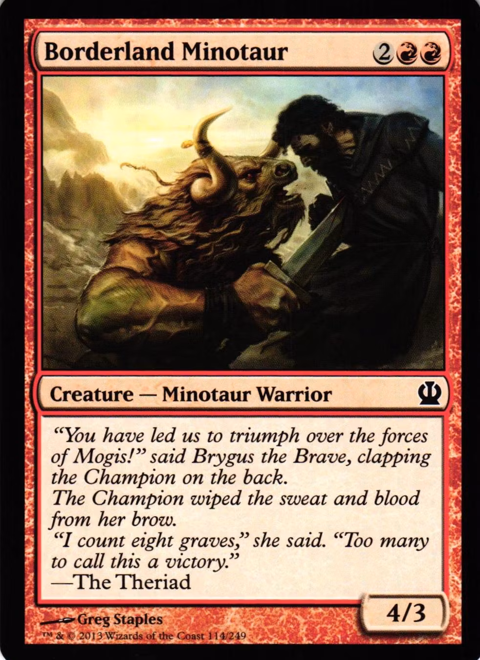 Borderland Minotaur Common 114/249 Theros (THS) Magic the Gathering