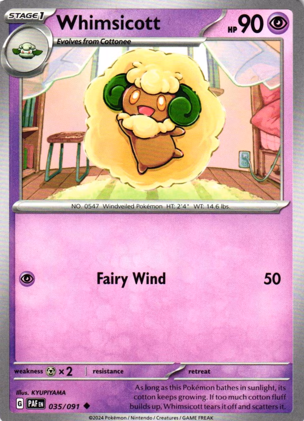 Whimsicott Uncommon 035/091 Paldean Fates Pokemon