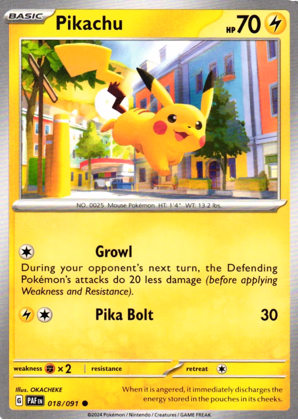 Pikachu Common 018/091 Paldean Fates Pokemon