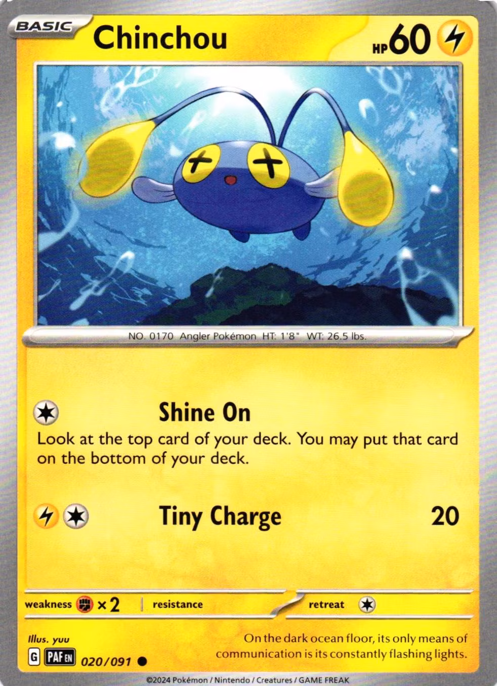 Chinchou Common 020/091 Paldean Fates Pokemon