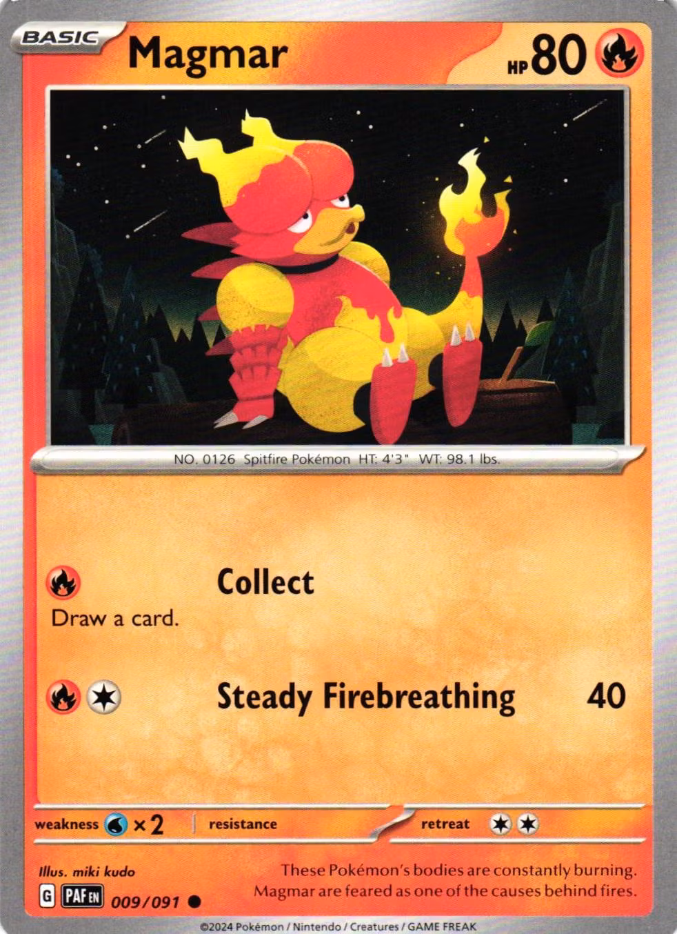 Magmar Common 009/091 Paldean Fates Pokemon