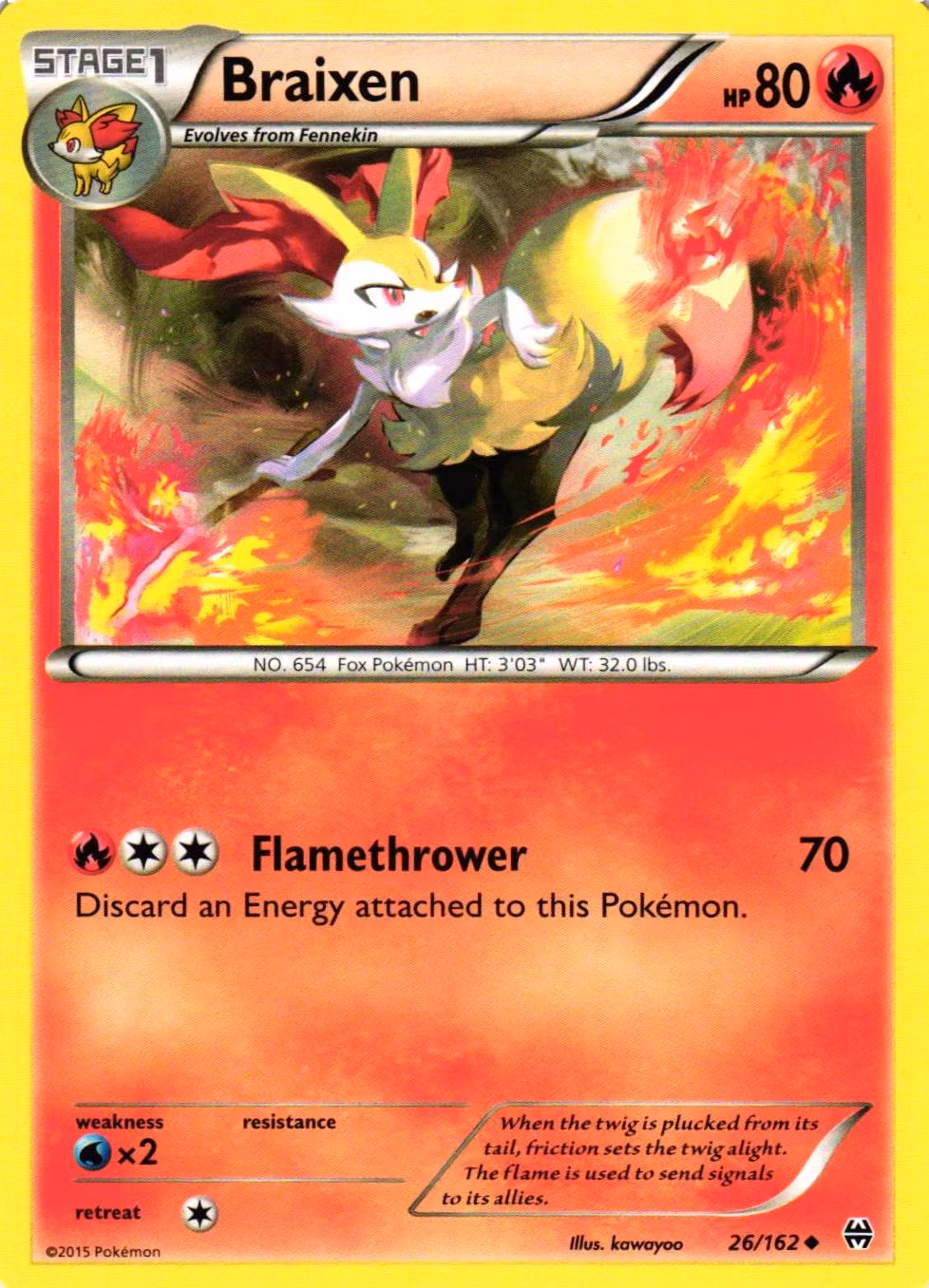 Braixen Uncommon 26/162 BREAKthrough Pokemon