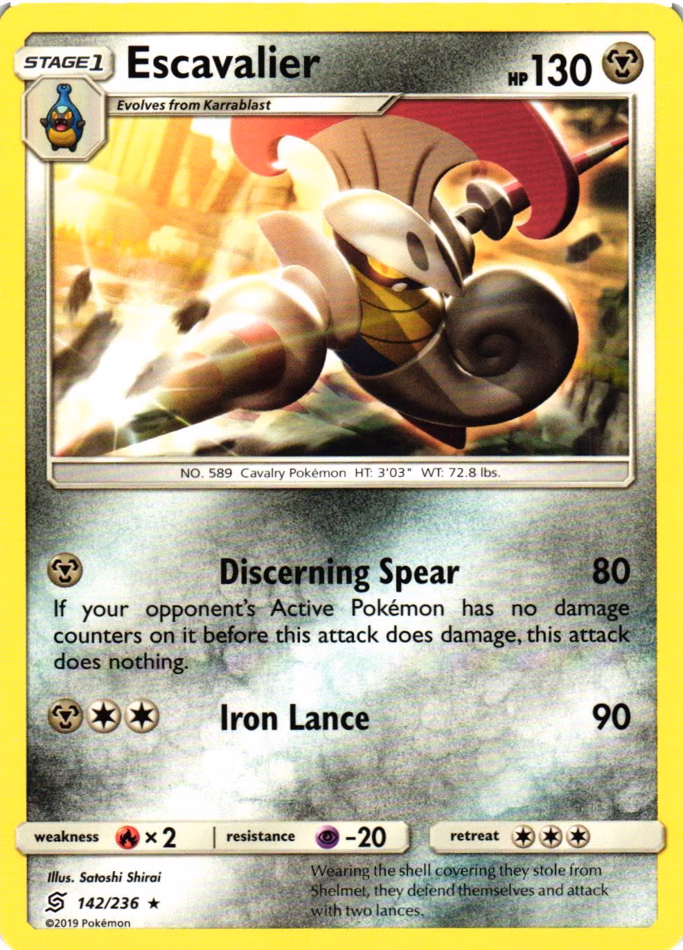 Escavalier Rare 142/236 Unified Minds Pokemon