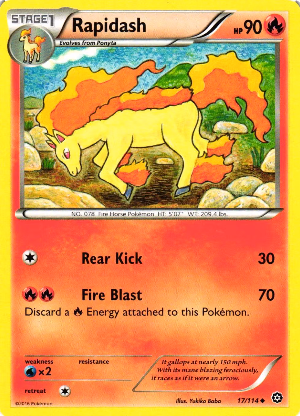 Rapidash Uncommon 17/114 Steam Siege Pokemon