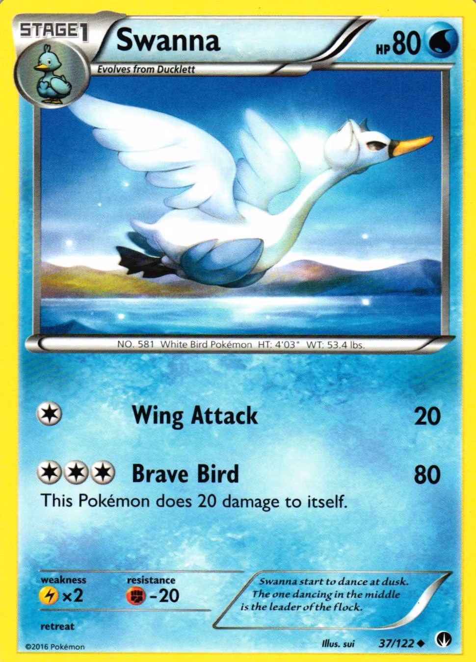 Swanna Uncommon 37/122 Break Point Pokemon