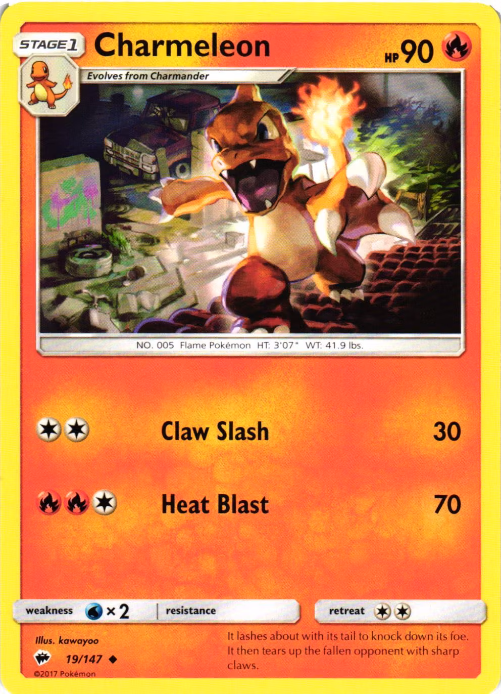 Charmeleon Uncommon 19/147 Burning Shadows Pokemon
