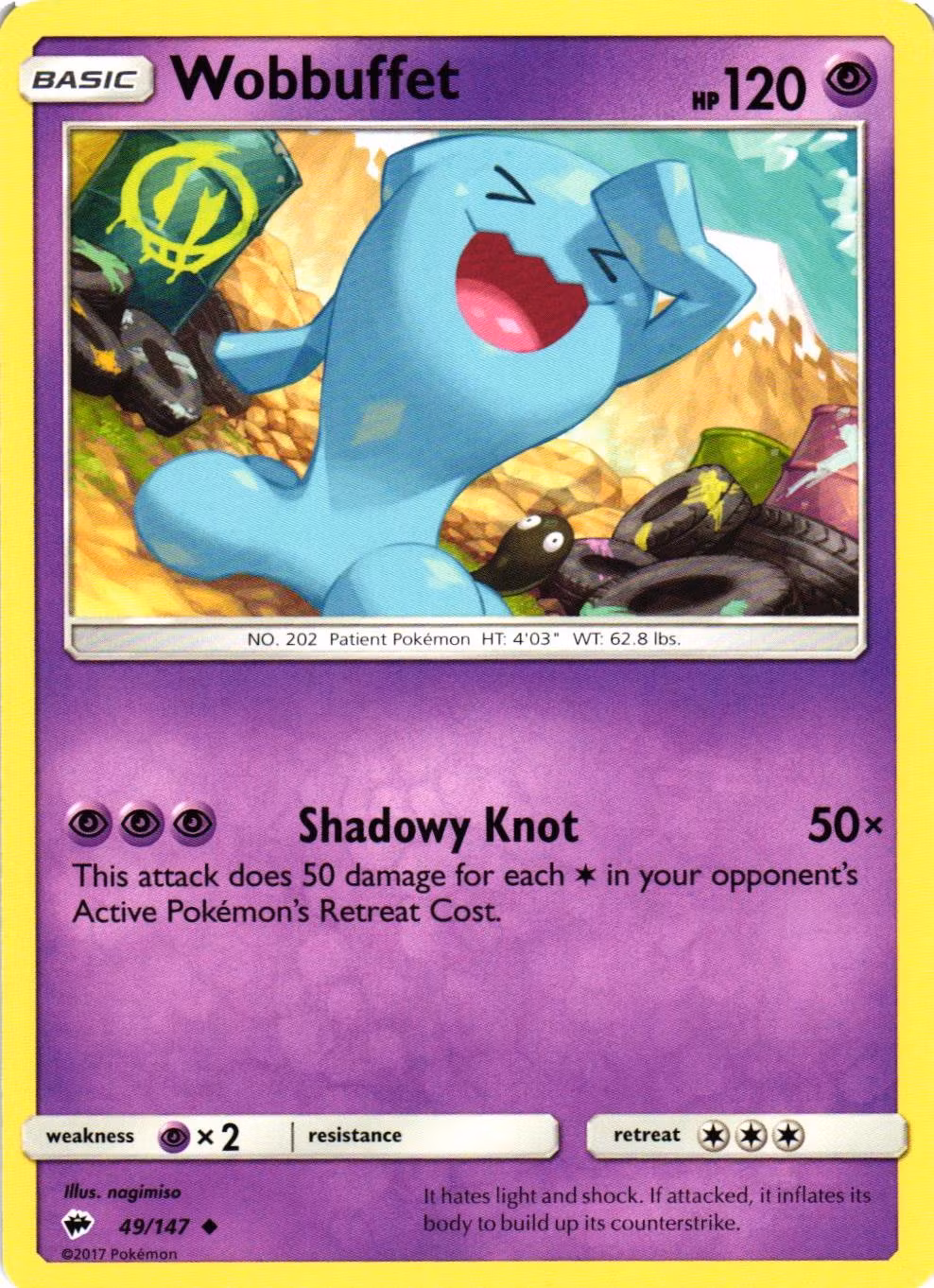 Wobbuffet Uncommon 49/147 Burning Shadows Pokemon