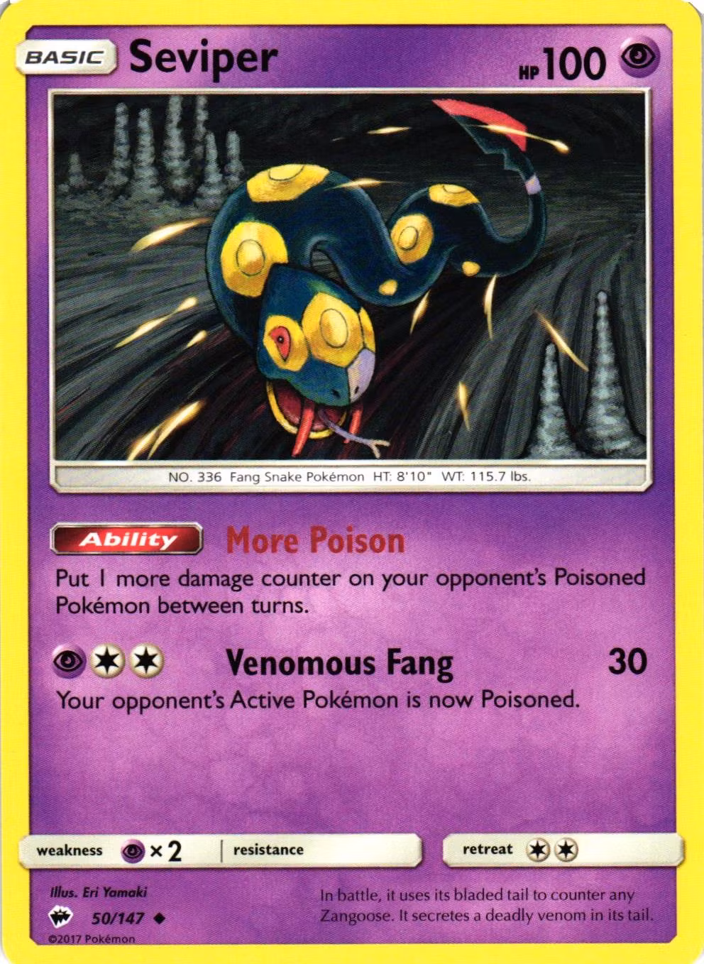 Seviper Uncommon 50/147 Burning Shadows Pokemon