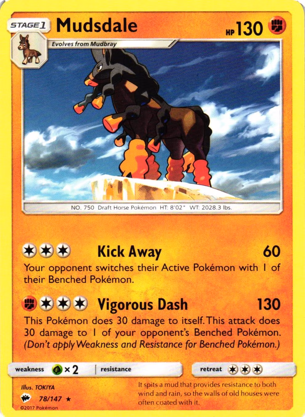 Mudsdale Rare 78/147 Burning Shadows Pokemon