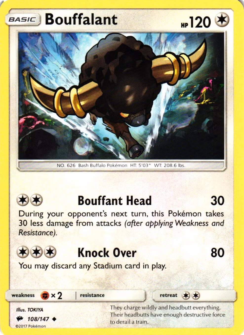 Bouffalant Uncommon 108/147 Burning Shadows Pokemon