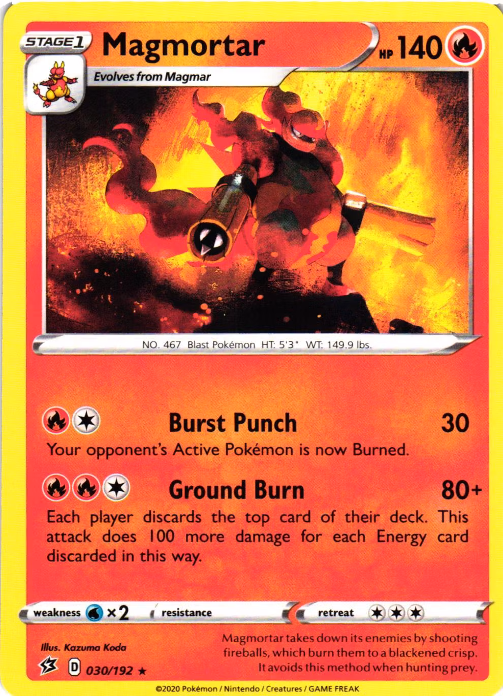 Magmortar Rare 030/192 Rebel Clash Pokemon