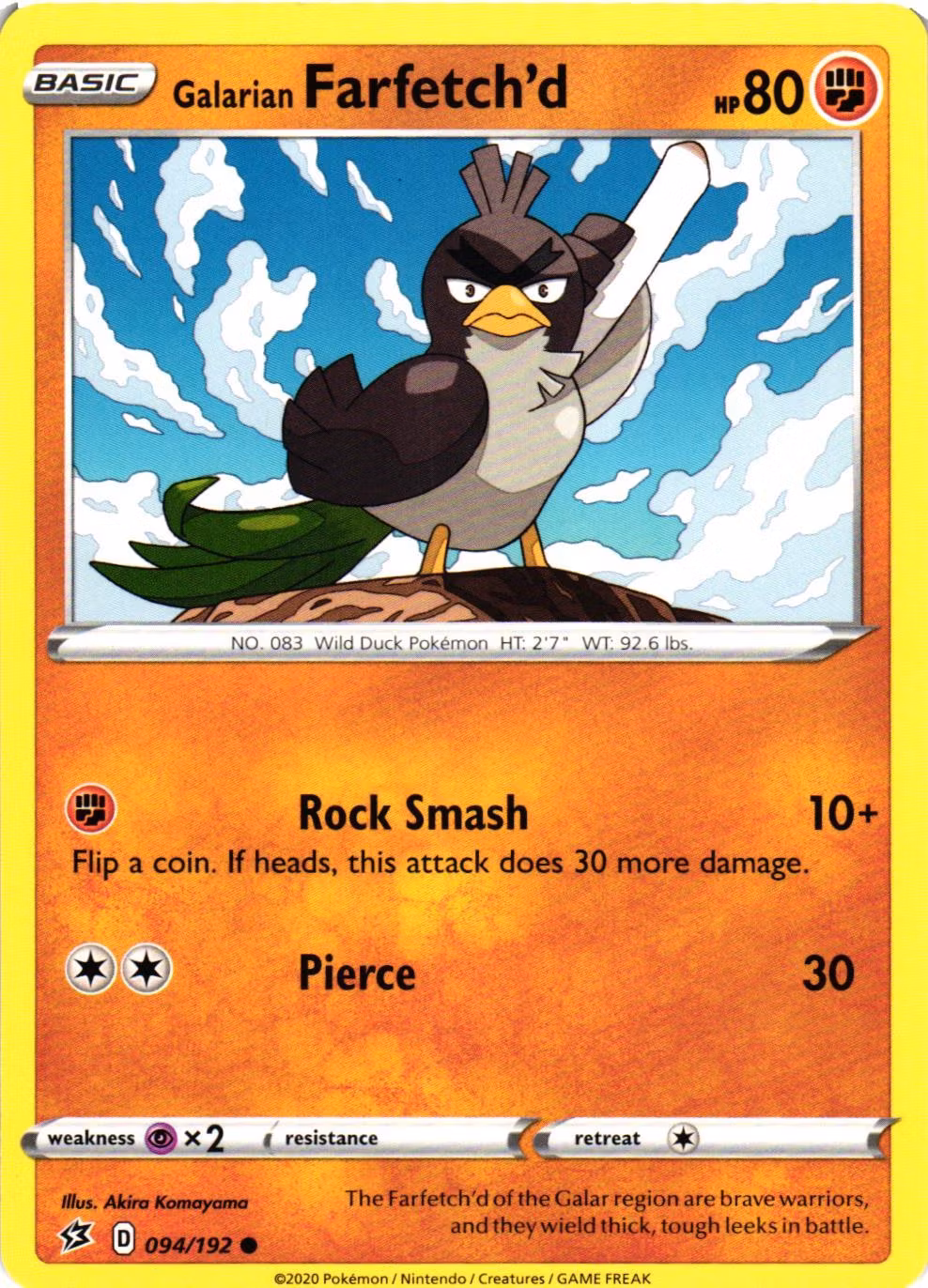 Galarian Farfetchd Common 094/192 Rebel Clash Pokemon