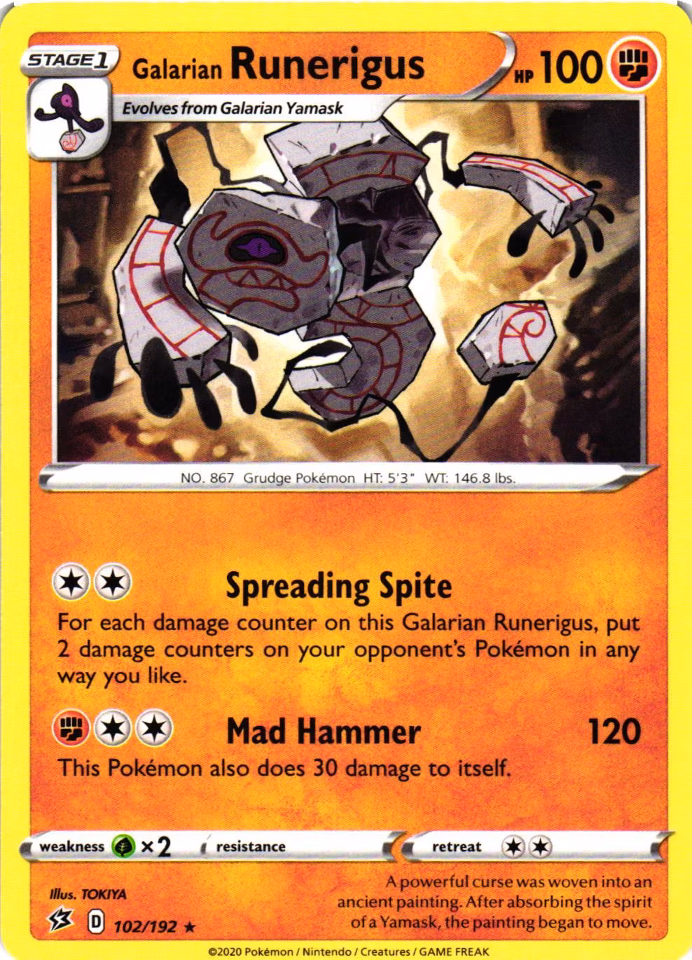 Galarian Runerigus Rare 102/192 Rebel Clash Pokemon