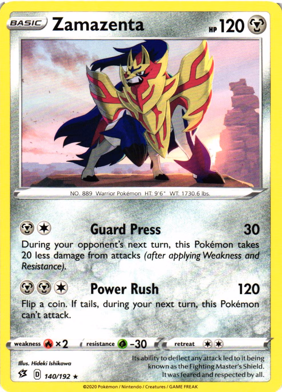 Zamazenta Rare 140/192 Rebel Clash Pokemon