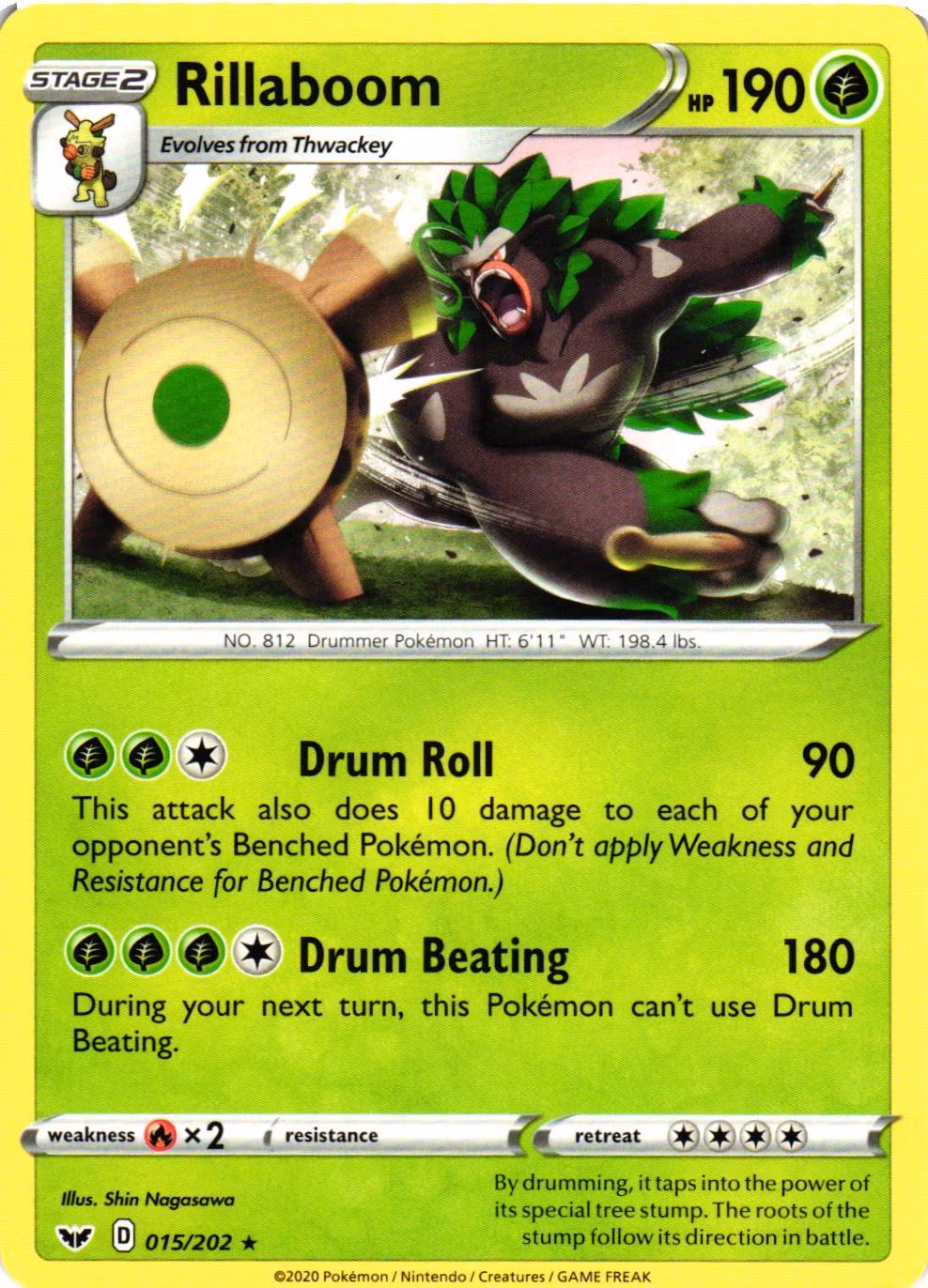 Rillaboom Rare 015/202 Sword and Shield Pokemon