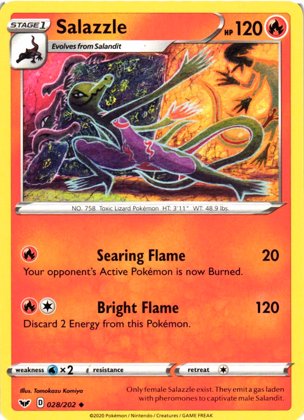 Salazzle Uncommon 028/202 Sword and Shield Pokemon