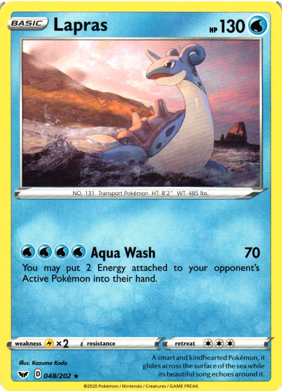 Lapras Rare 048/202 Sword and Shield Pokemon