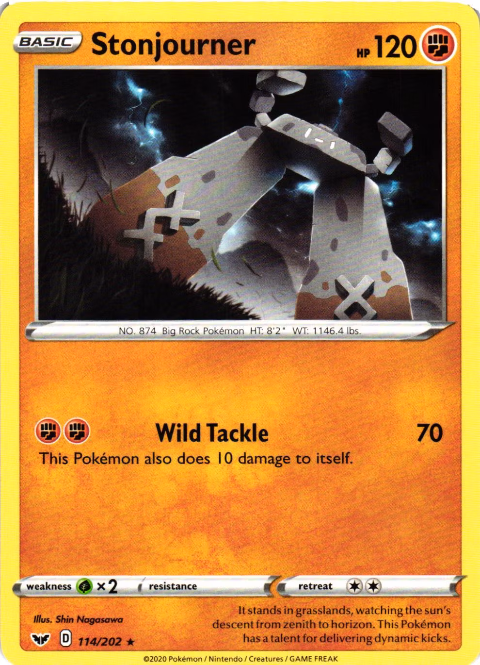 Stonjourner Rare 114/202 Sword and Shield Pokemon