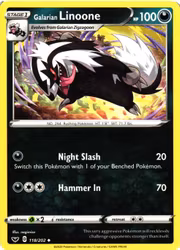 Galarian Linoone Uncommon 118/202 Sword and Shield Pokemon