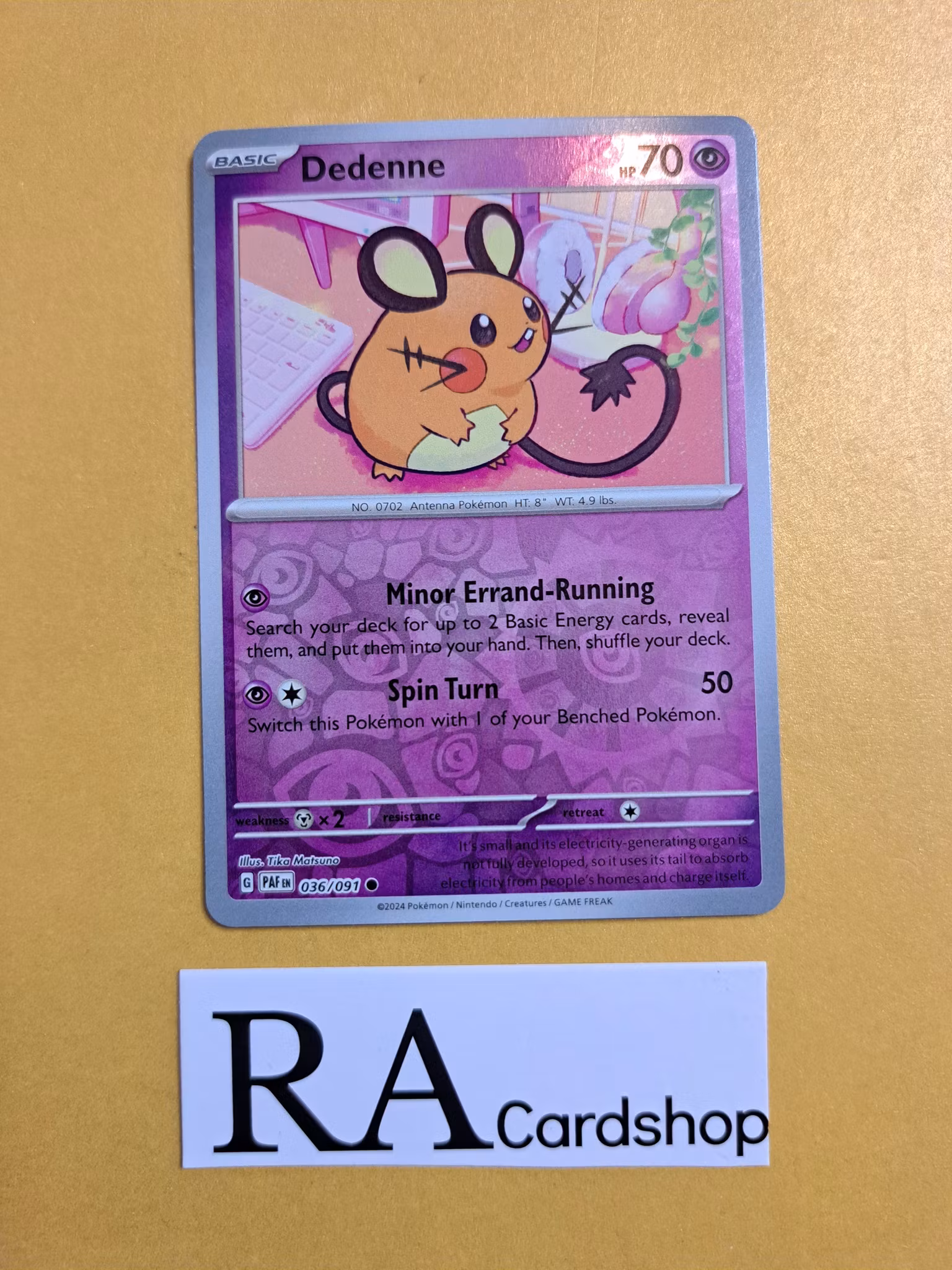 Dedenne Reverse Holo Common 036/091 Paldean Fates Pokemon