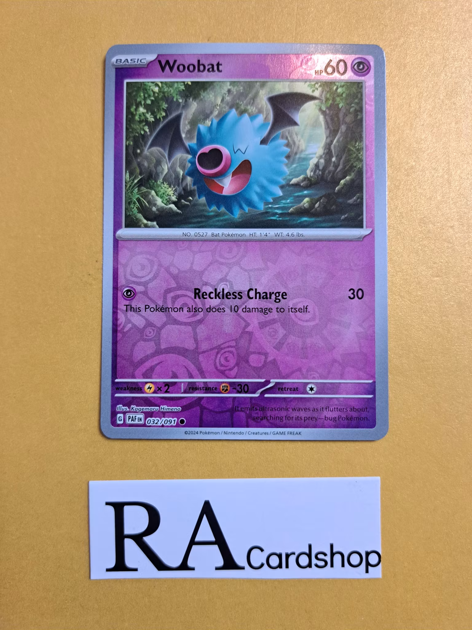 Woobat Reverse Holo Common 032/091 Paldean Fates Pokemon
