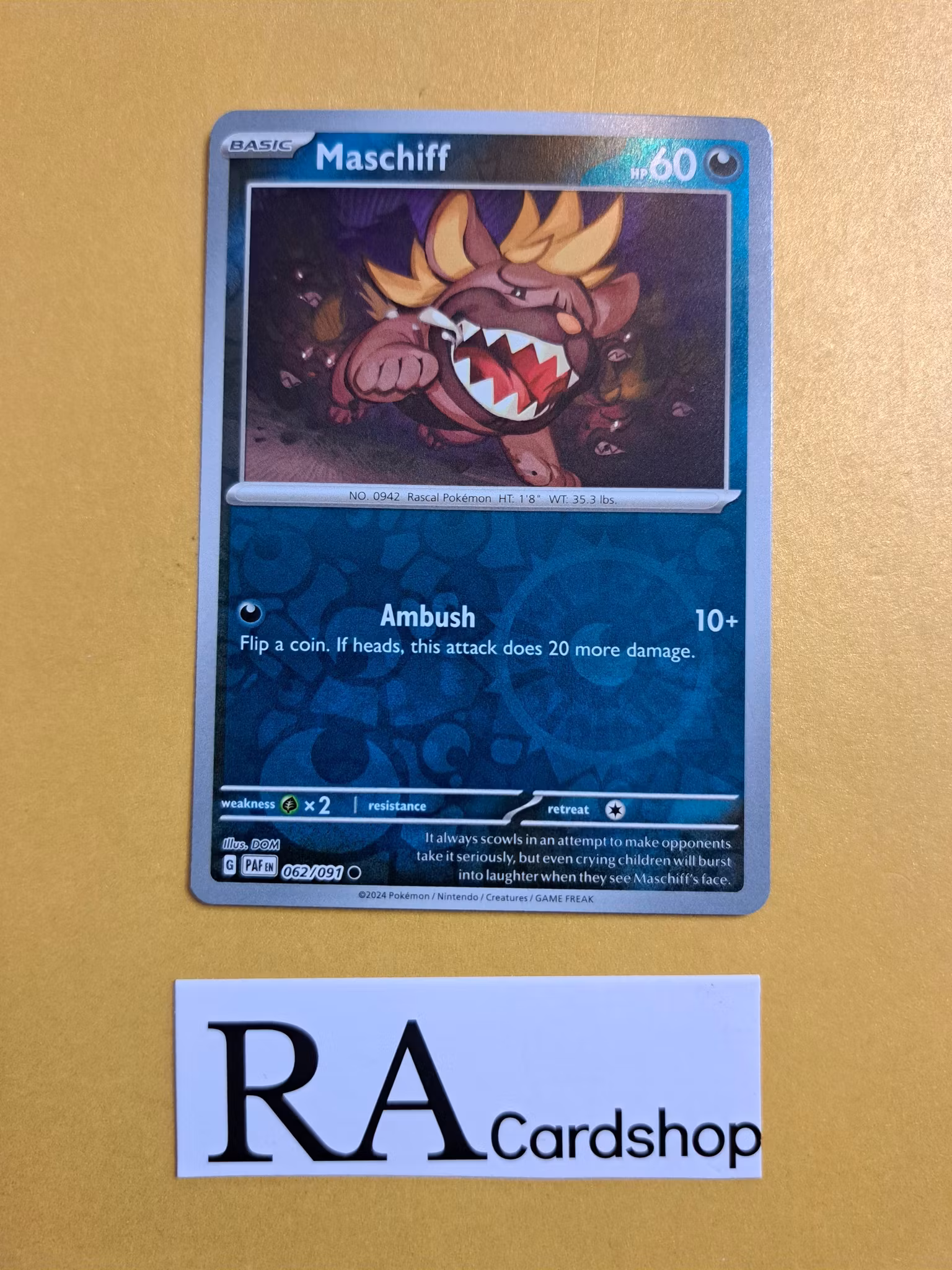 Maschiff Reverse Holo Common 062/091 Paldean Fates Pokemon