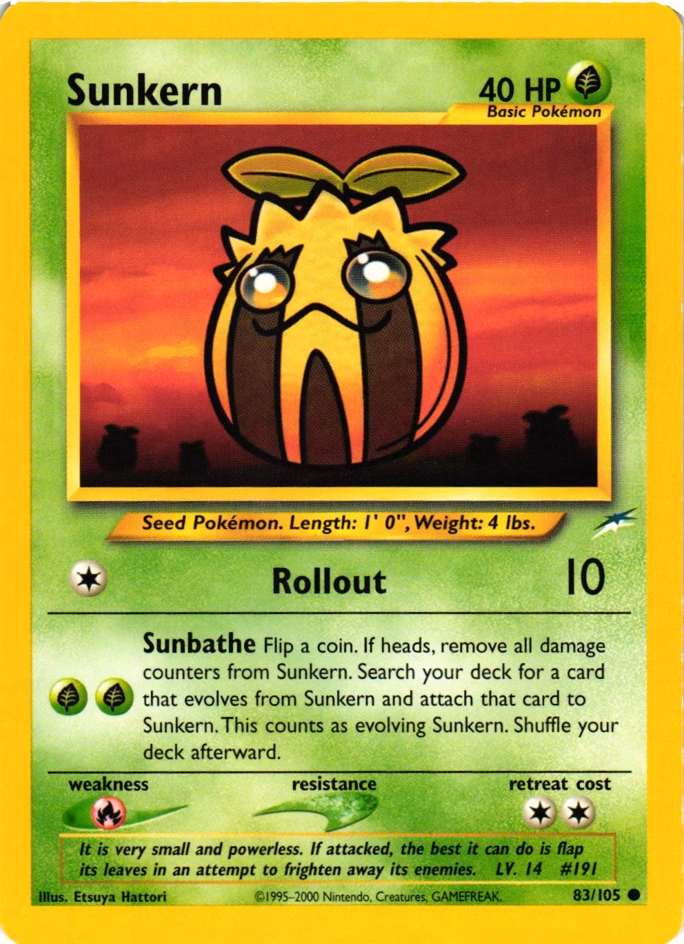Sunkern Common 83/105 Neo Destiny Pokemon