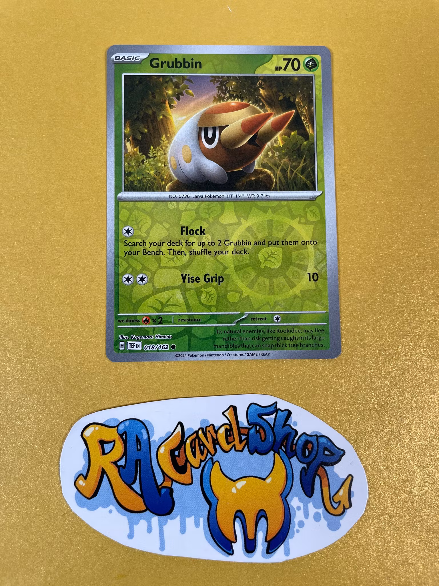 Grubbin Reverse Holo Common 018/162 Temporal Forces Pokemon