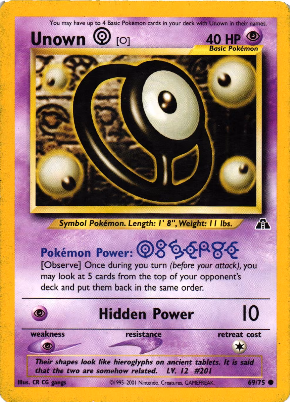 Unown O Common 69/75 Neo Discovery Pokemon