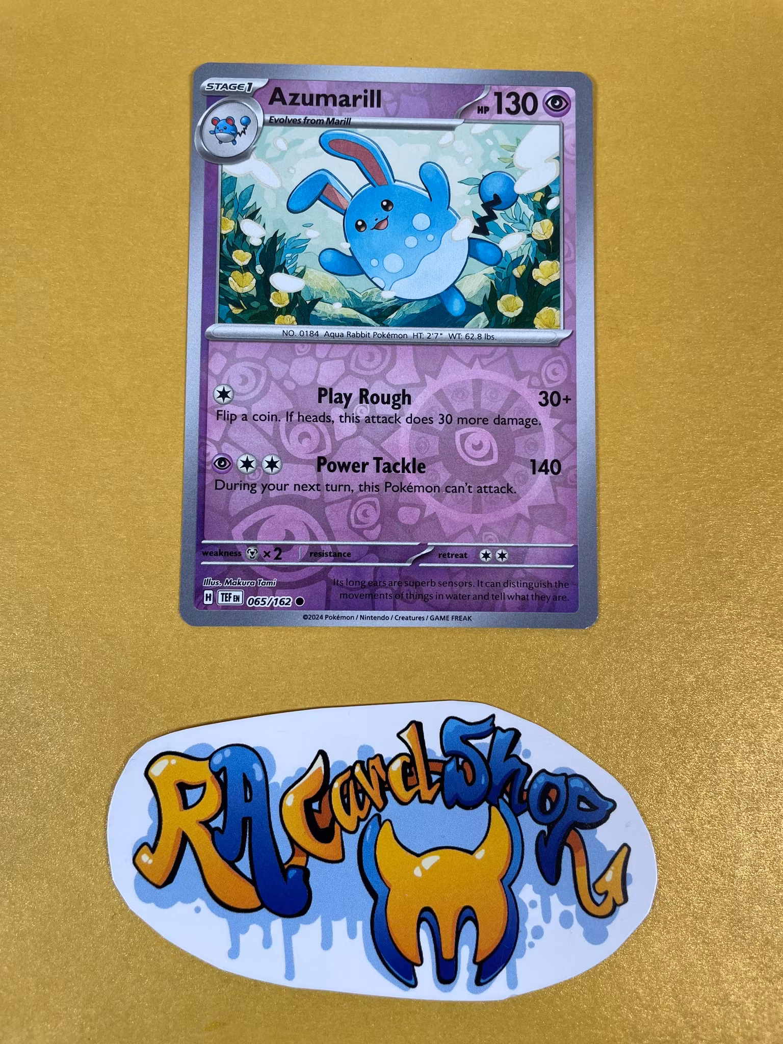 Azumarill Reverse Holo Common 065/162 Temporal Forces Pokemon