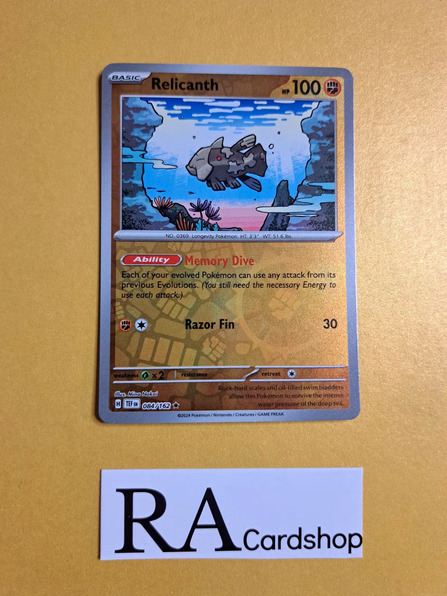 Relicanth Reverse Holo Rare 084/162 Temporal Forces Pokemon