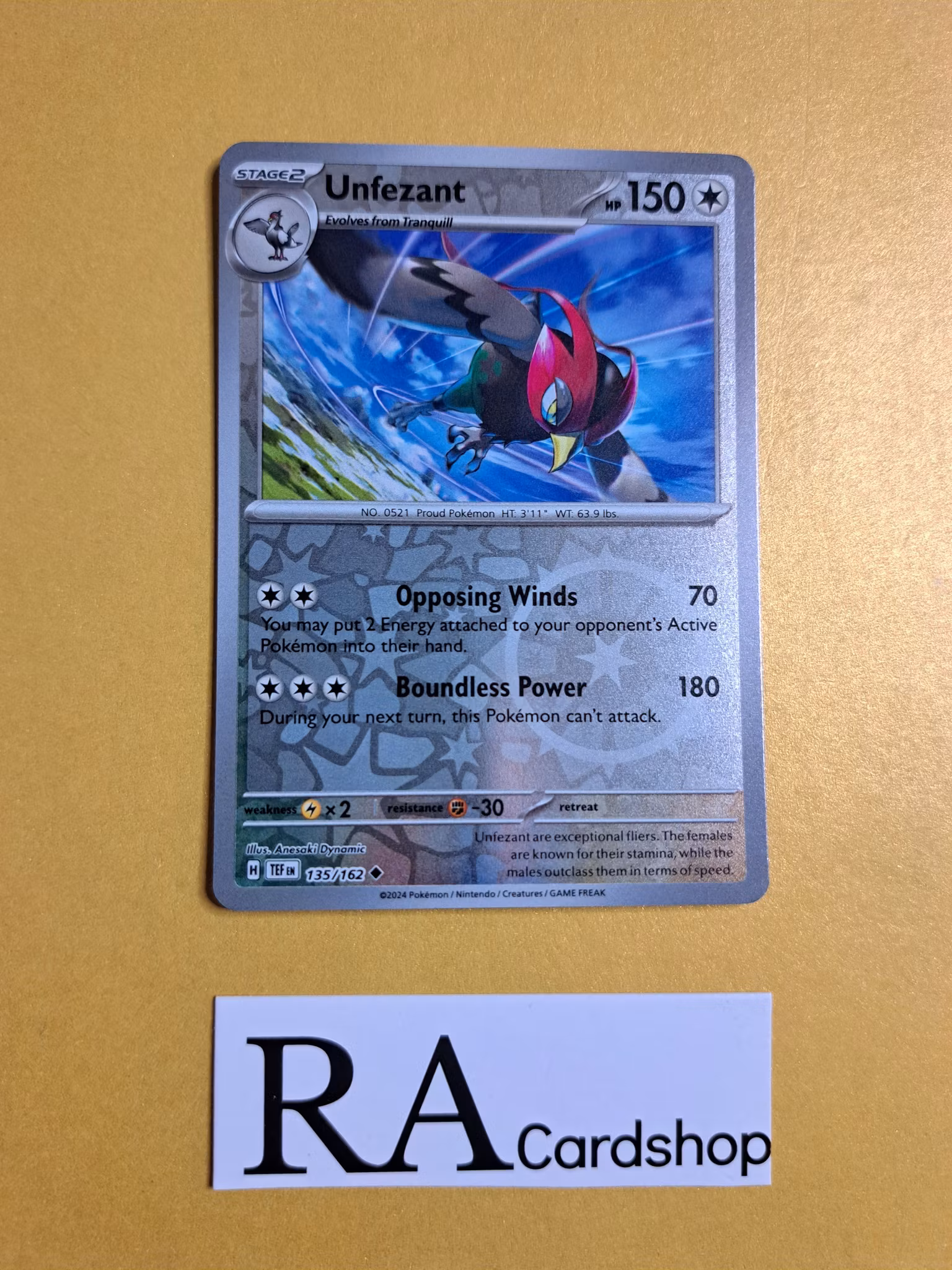Unfezant Reverse Holo Uncommon 135/162 Temporal Forces Pokemon
