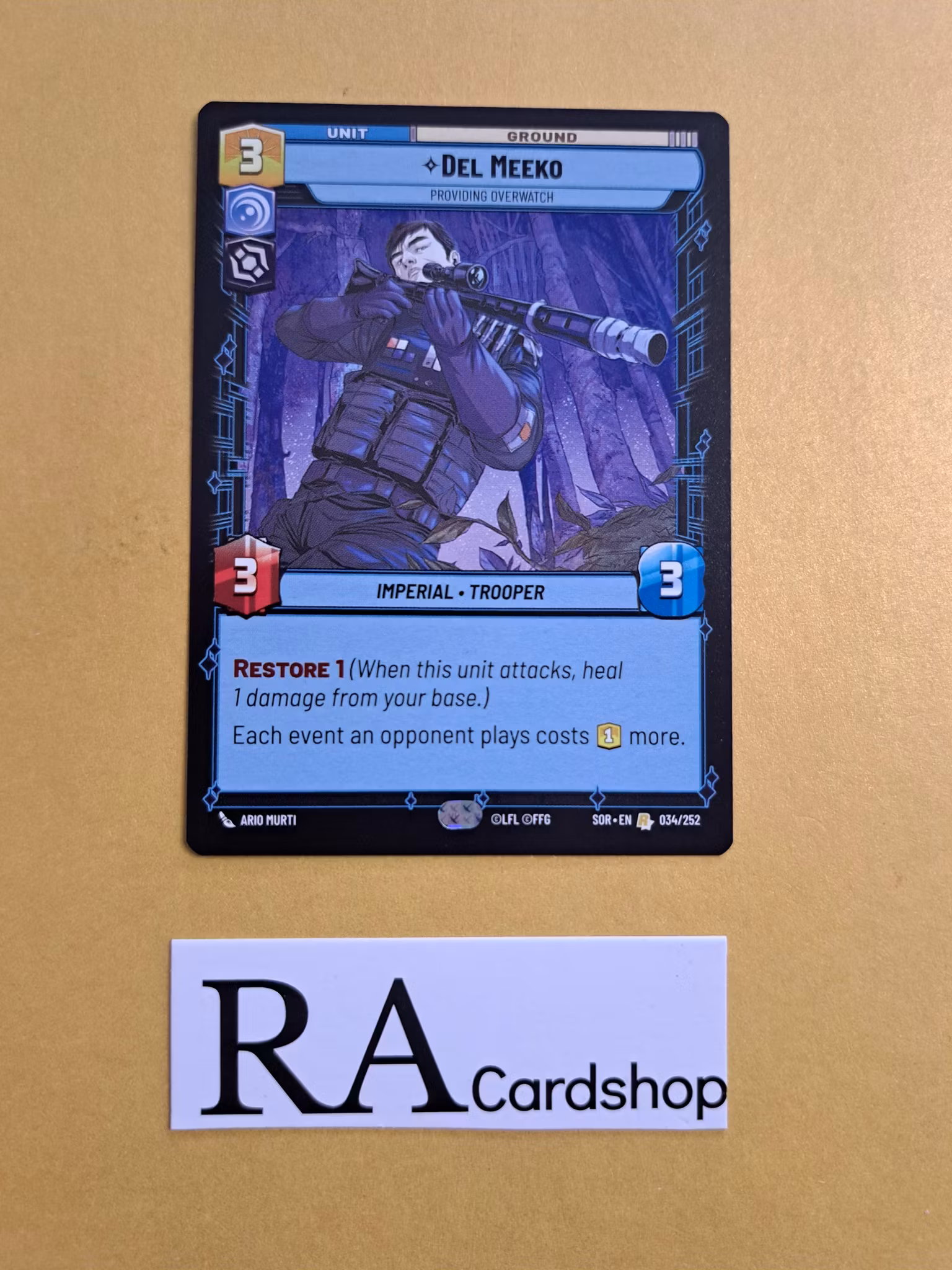 Del Meeko, Providing Overwatch Rare 034/252 Spark of the Rebellion (SOR) Star Wars Unlimited