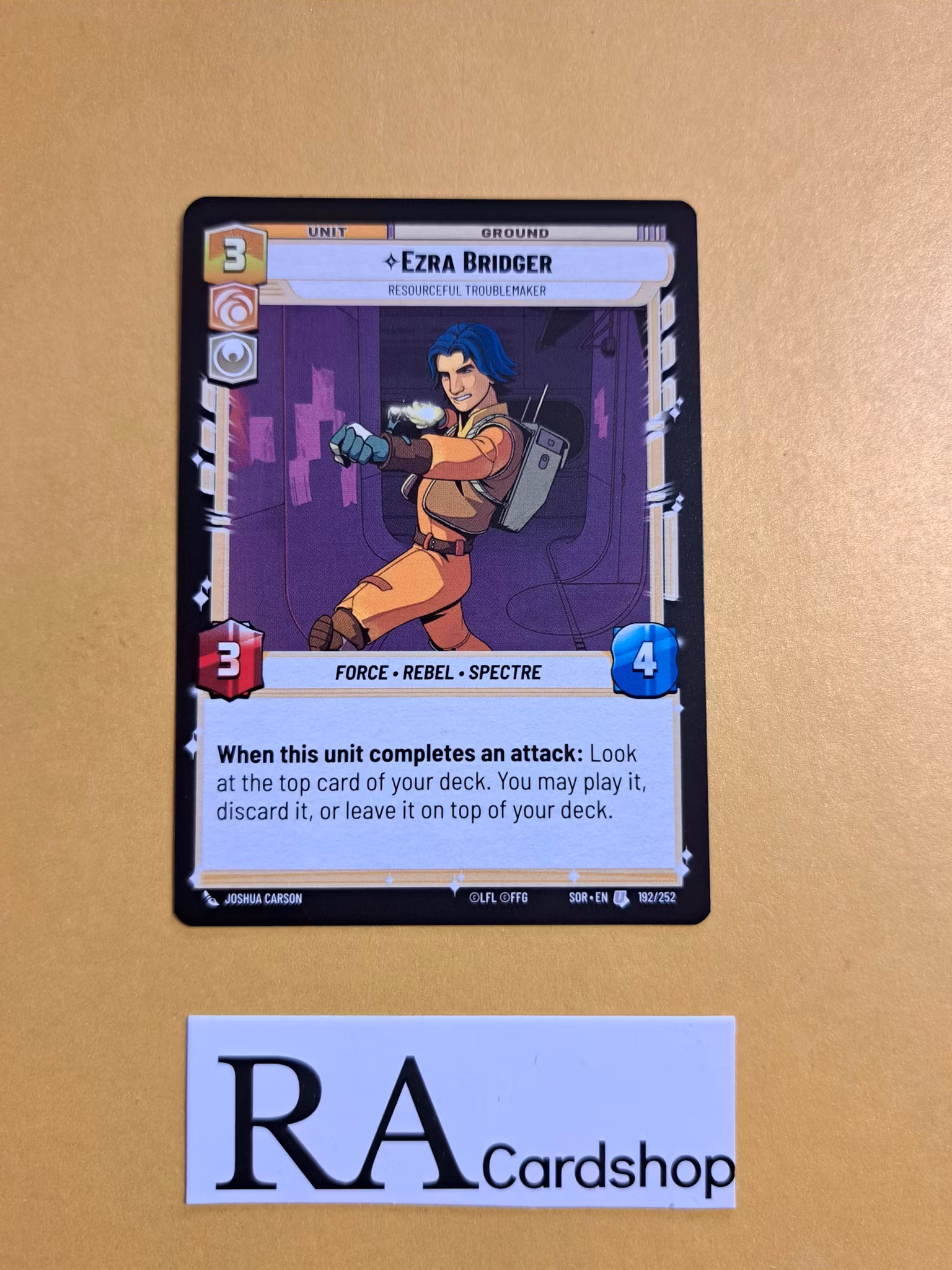 Ezra Bridger, Resourceful Troublemaker Uncommon 192/252 Spark of the Rebellion (SOR) Star Wars Unlimited