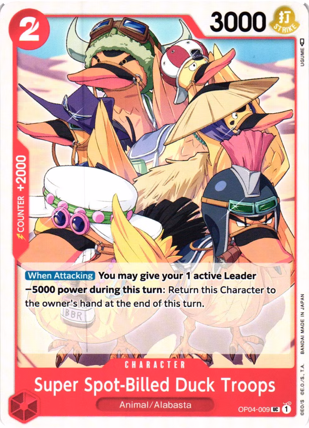 Super Spot-Billed Duck Troops Uncommon OP04-009 Kingdoms of Intrigue OP04 One Piece