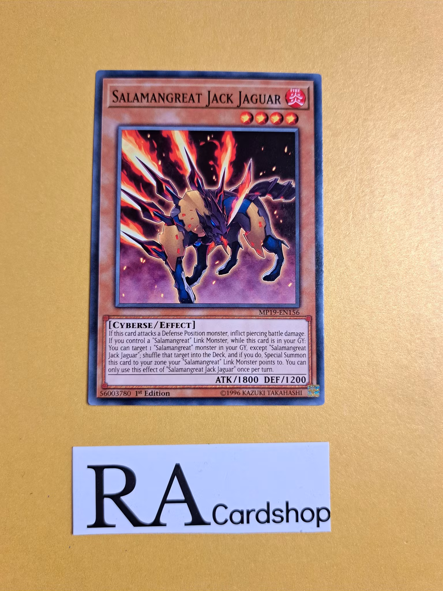 Salamangreat Jack Jaguar Common MP19-EN156 1st Edition Gold Sarcophagus Tin Mega Pack 2019 MP19 Yu-Gi-Oh