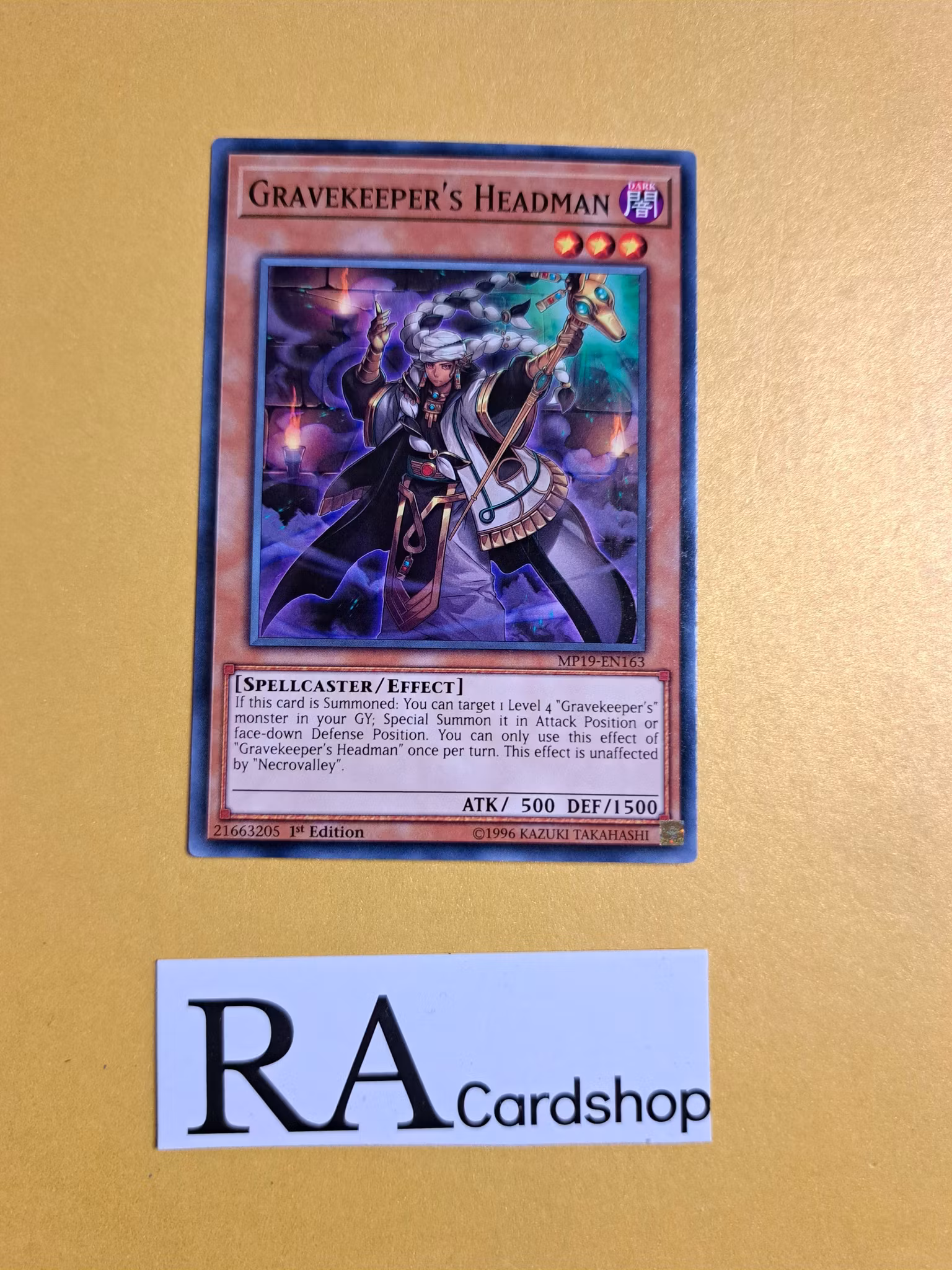 Gravekeepers Headman Common MP19-EN163 1st Edition Gold Sarcophagus Tin Mega Pack 2019 MP19 Yu-Gi-Oh