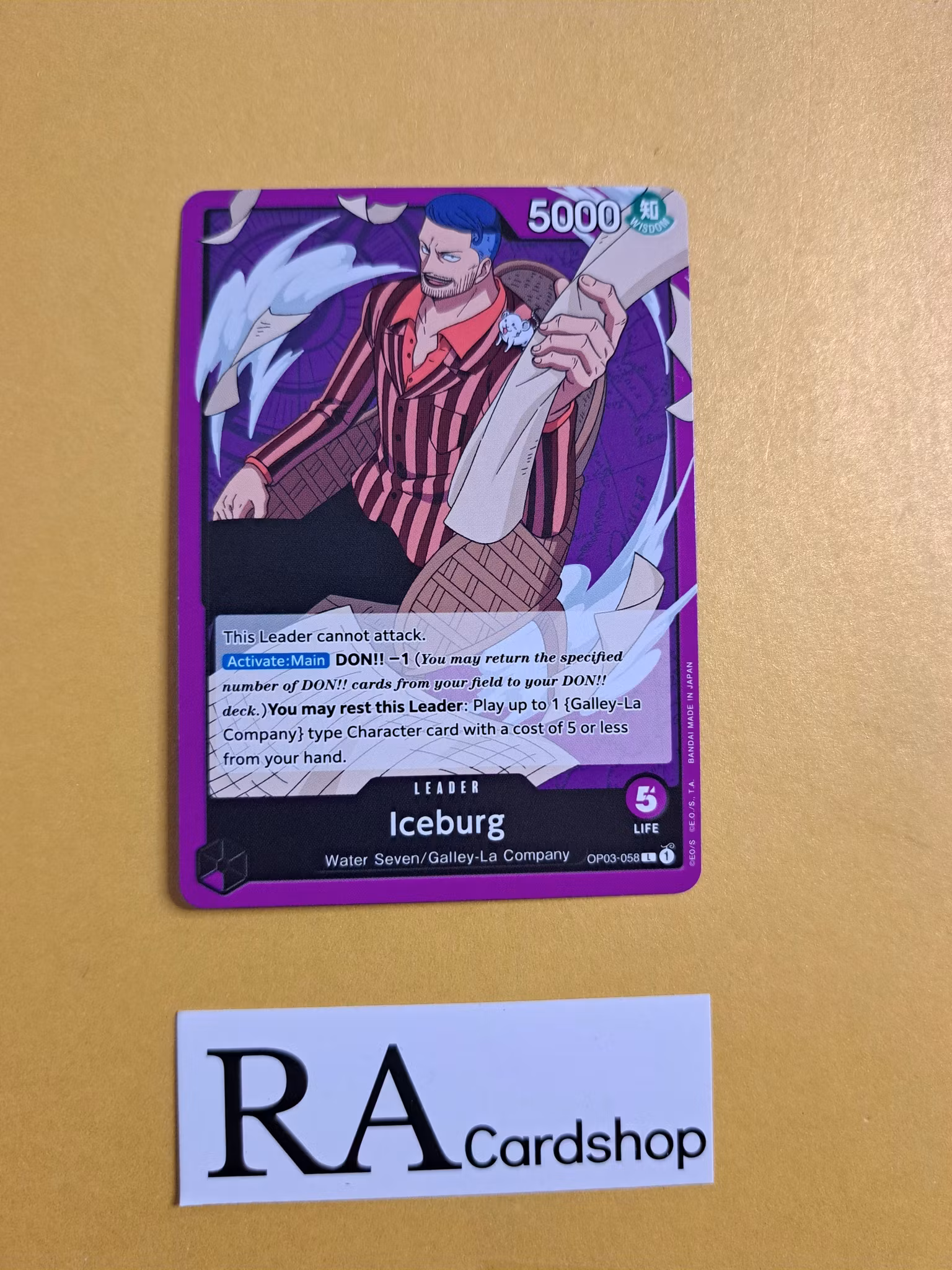 Iceburg Leader OP03-058 Pillar of Strenght One Piece Card Game
