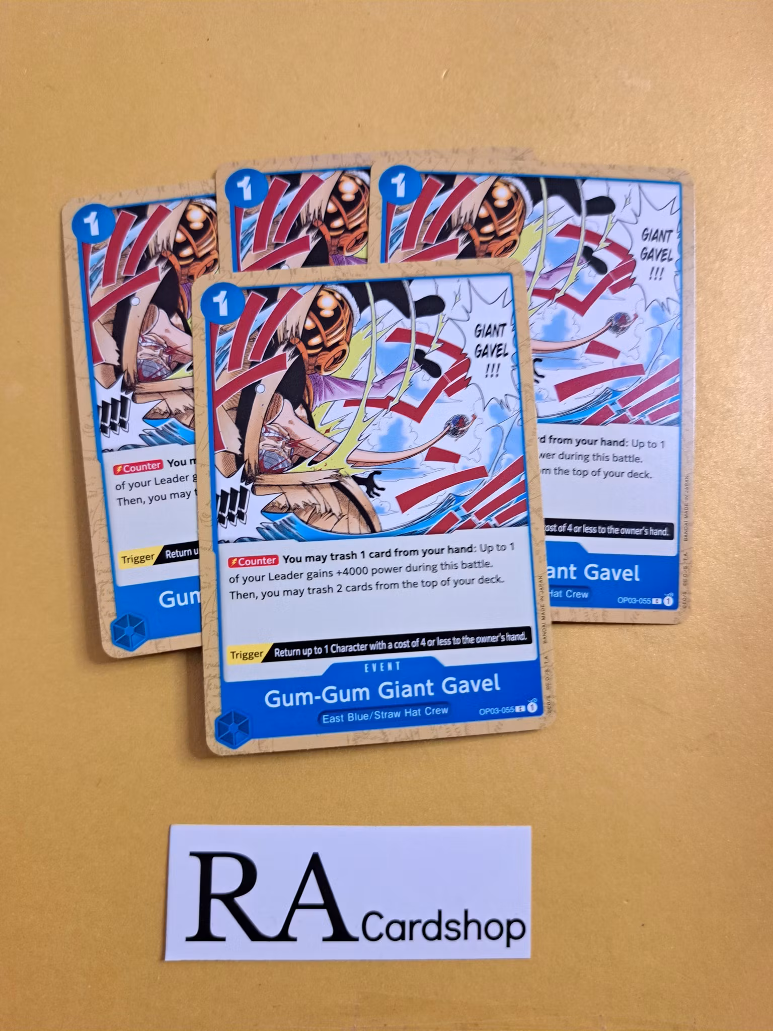 Gum-Gum Giant Gavel Common Full Playset OP03-055 Pillar of Strenght One Piece Card Game