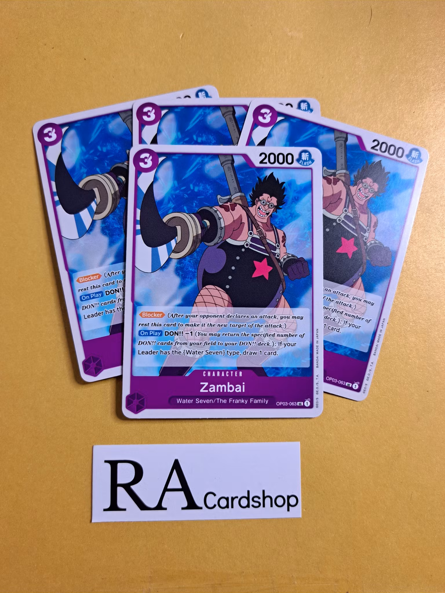Zambai Uncommon Full Playset OP03-063 Pillar of Strenght One Piece Card Game
