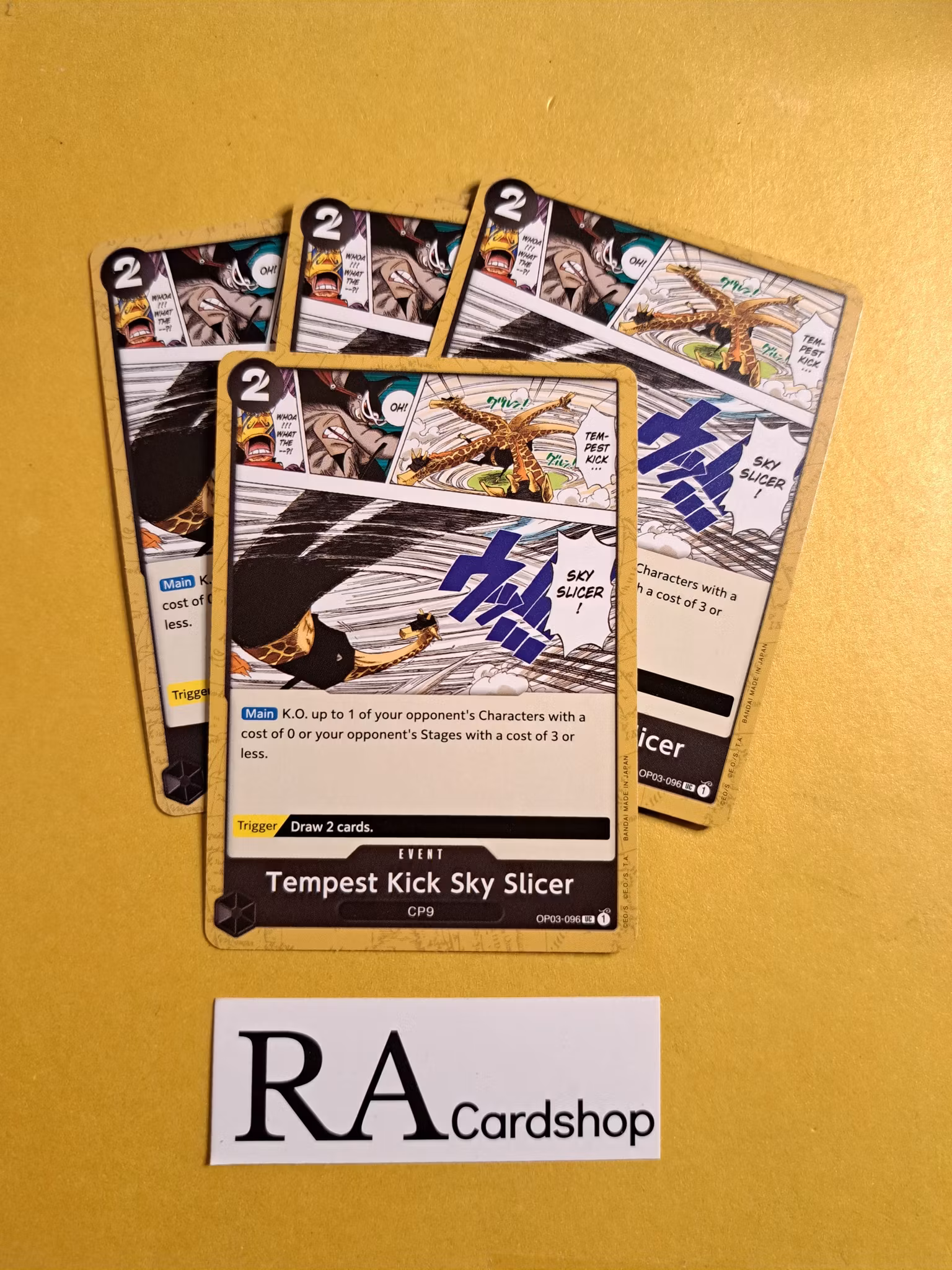 Tempest Kick Sky Slicer Uncommon Full Playset OP03-096 Pillar of Strenght One Piece Card Game