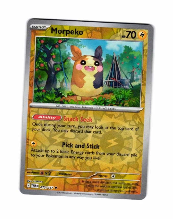 Morpeko Reverse Holo Uncommon 072/167 Twilight Masquerade Pokemon
