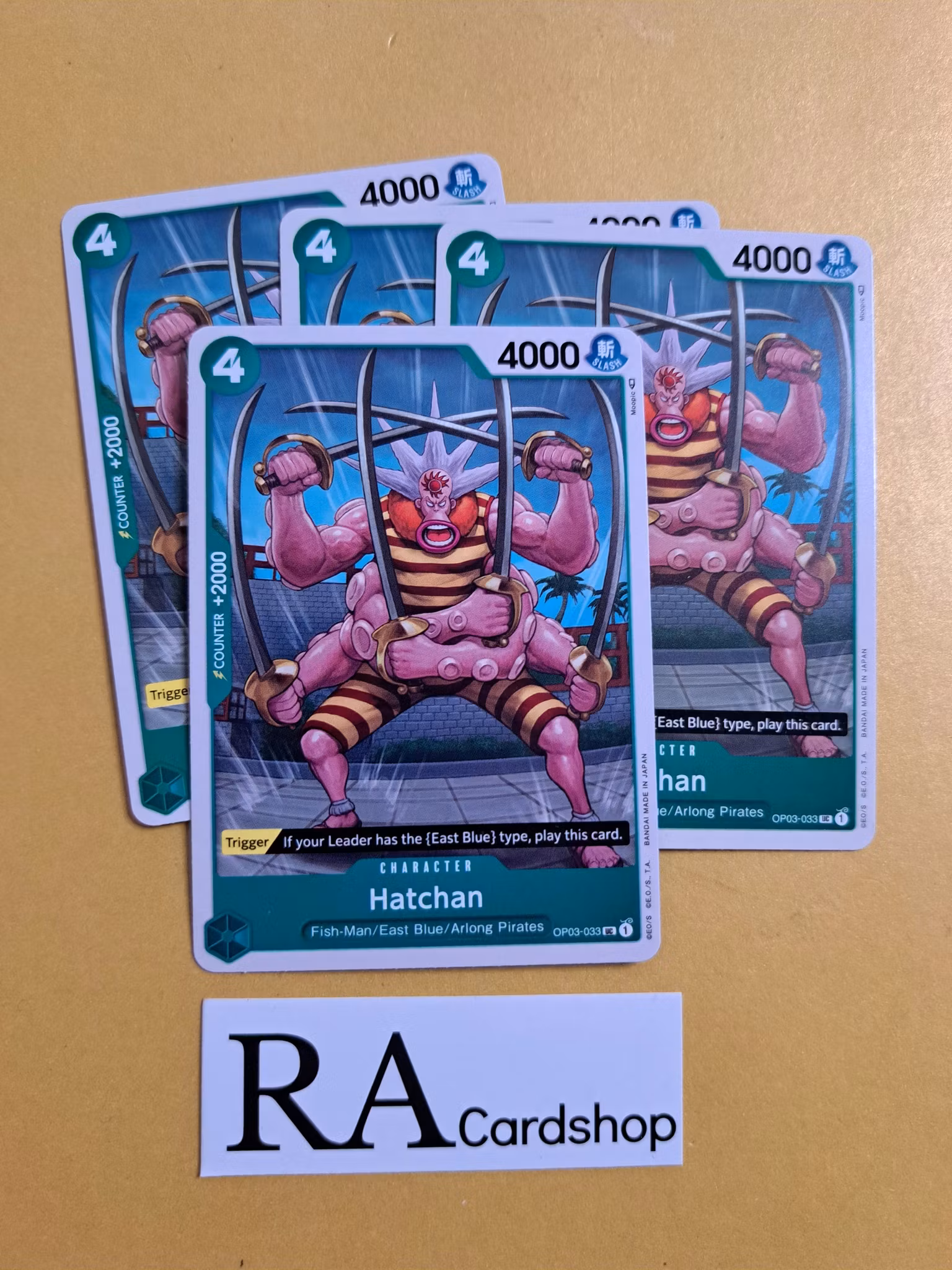 Hatchan Uncommon Full Playset OP03-033 Pillar of Strenght One Piece Card Game