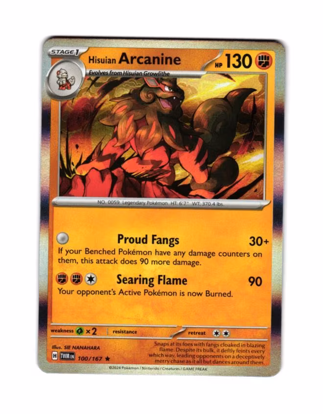 Hisuian Arcanine Holo Rare 100/167 Twilight Masquerade Pokemon