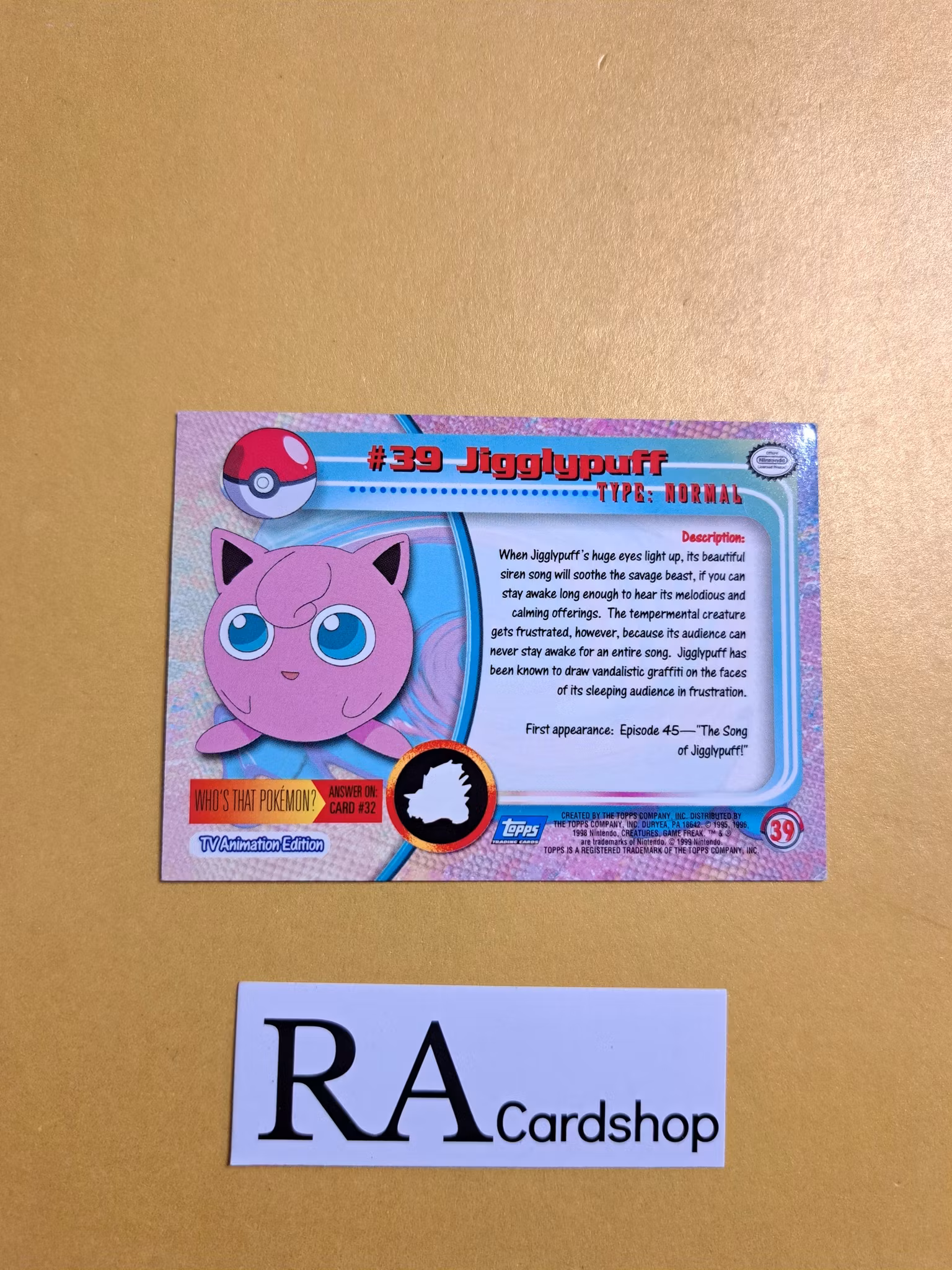 Jigglypuff #39 Topps 1999 Pokemon