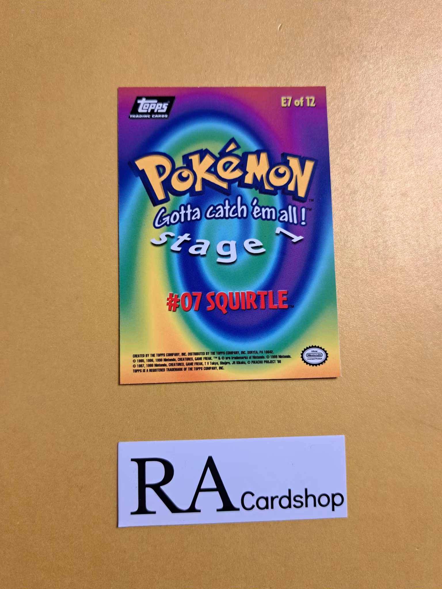 Squirtle #07 E7 of 12 Topps 1999 Pokemon