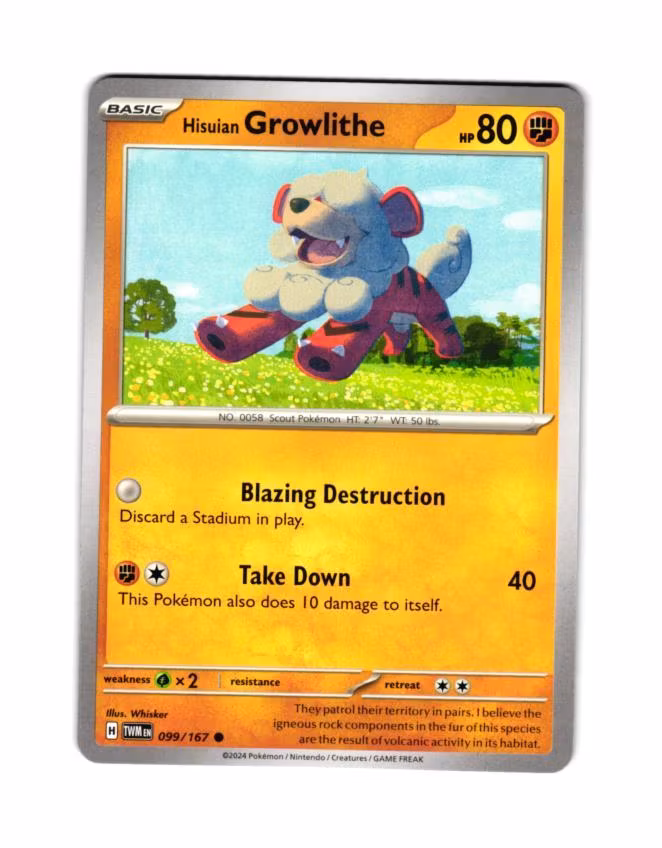 Hisuian Growlithe Common 099/167 Twilight Masquerade Pokemon