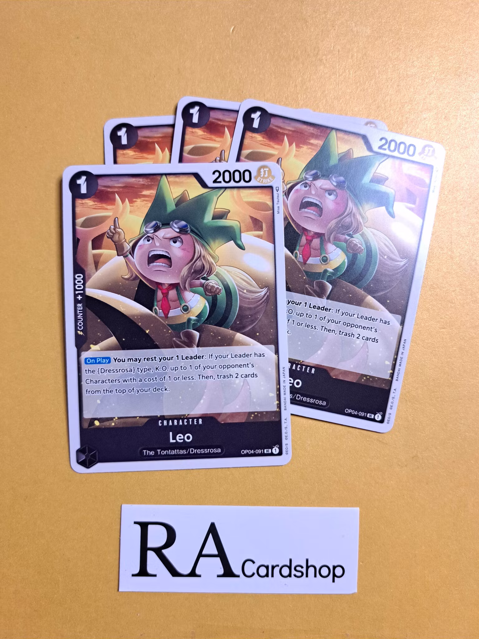 Leo Uncommon Playset OP04-091 Kingdoms of Intrigue OP04 One Piece Card Game